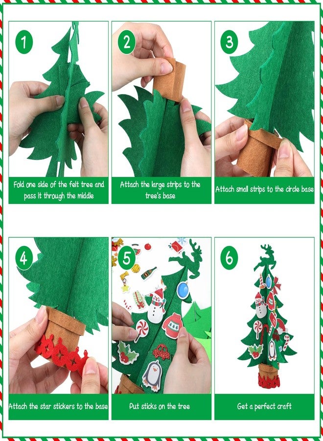 STEFORD 6 Pcs Felt Christmas Tree, 3D Holiday Craft Kits Make a Foam Christmas Tree Xmas Felt Tree Bulk Decorations with Gingerbread Man Penguin Snowman for DIY Home Activities - Image 3